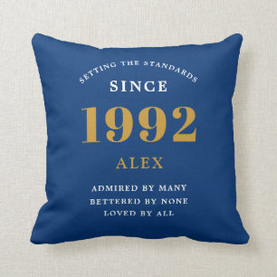 30års födelsedag Namn 1992 Chic av Eleganten Blått Kudde