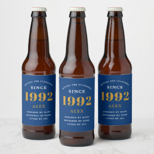 30års födelsedag Namn 1992 Chic av Eleganten Blått Ölflaska Etikett