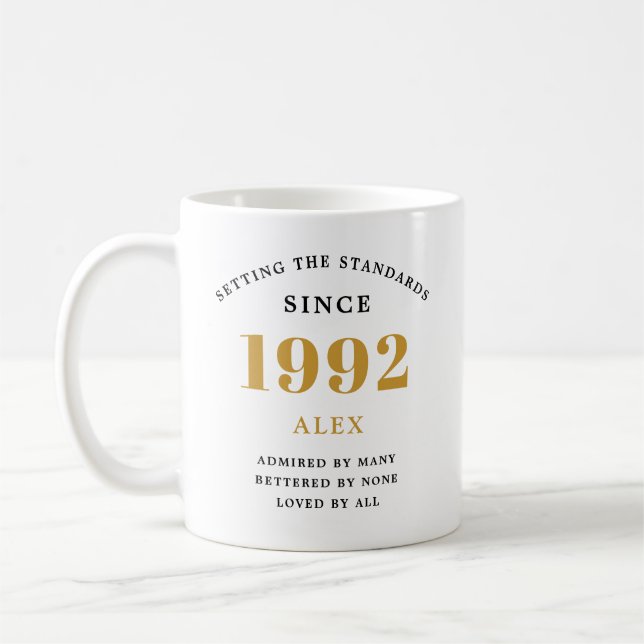 30års födelsedag Namn 1992 Elegant Chic Kaffe Mugg (Vänster)