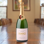 30års födelsedag Namn 1992 Rosa Grått Elegant Chic<br><div class="desc">En elegant i personlig med gnistrande vin-märkning som är lätt att anpassa för det speciella tillfället.</div>