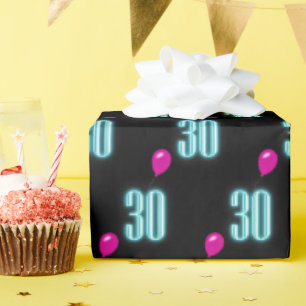30års födelsedag Neon-skylt med ballon Presentpapper