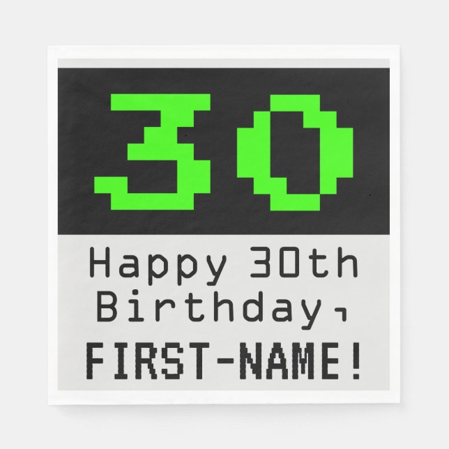 30års födelsedag - Nerdy/Geeky Stil "30" & Namn Pappersservett (Framsidan)