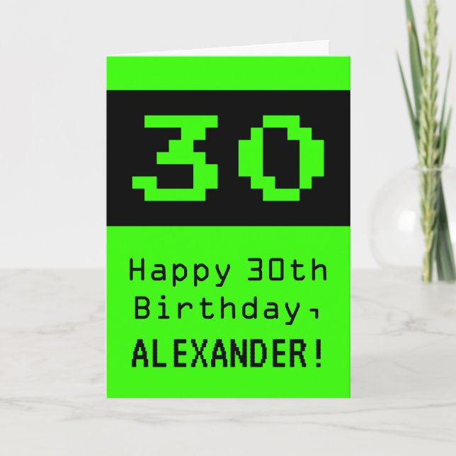 30års födelsedag: Nerdy/Geeky Stil "30" och Namn Kort (Framsida)