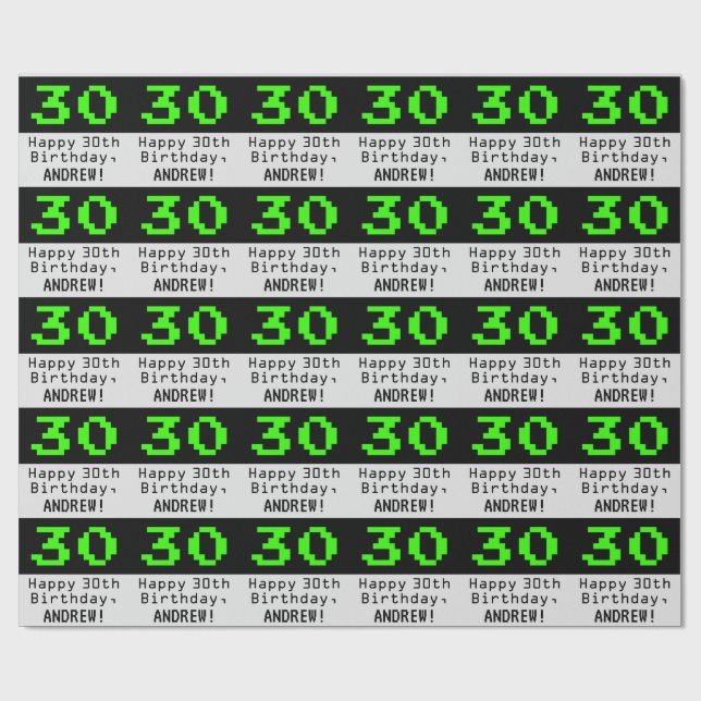30års födelsedag-Nerdy/Geeky Stil "30" och Namn Presentpapper (Platt)