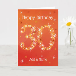 30års födelsedag - nummer 30 i stjärnor - röd - ål kort