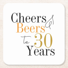 30års födelsedag Öl och Cheers Minimal Party Underlägg Papper Kvadrat
