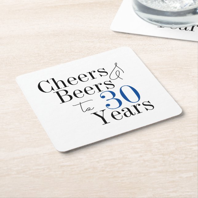 30års födelsedag Öl och Cheers Typography Party Underlägg Papper Kvadrat (Vinklad)