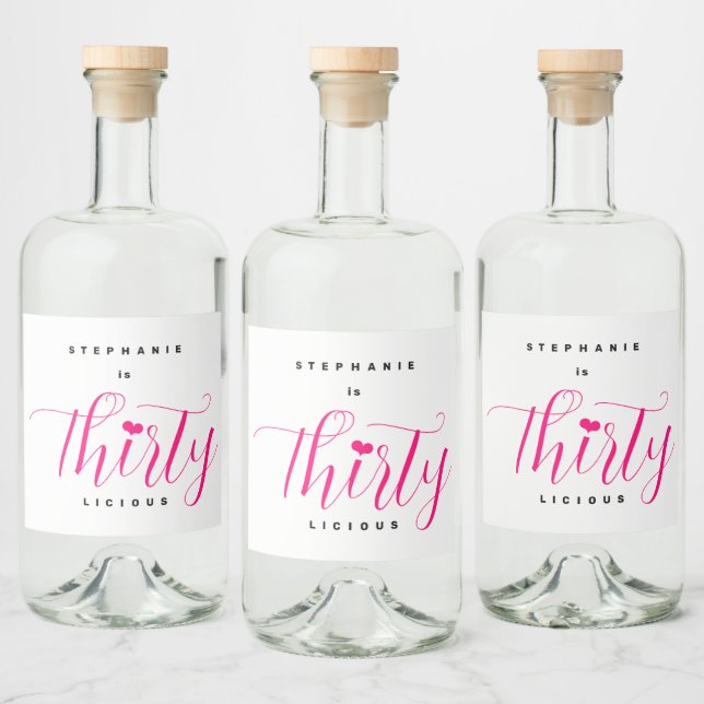 30års födelsedag Party 30 Trettio Rosor Spritflaskor Etikett (Flaskor)