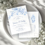 30års födelsedag Party Dusty Blue Ro Blommigt Inbjudan Vykort<br><div class="desc">Elegantens blåa ro blommigt 30års födelsedag ro blommigt-vykortsinbjudan.</div>