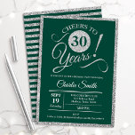 30års födelsedag Party - EVENTUELLA ÅLDER Grönt Si Inbjudningar<br><div class="desc">30års födelsedag-festinbjudan för manar eller kvinnor. Elegant inbjudan-kort i grönt med faux glitter silver foil. Teckensnitt för typografi. Skål till 30 år! Kan vara personlig till vilket år som helst. Perfekt för en milstolpe-vuxen i firande.</div>