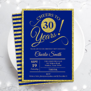 30års födelsedag Party - EVENTUELLT ÅLDER Royal Bl Inbjudningar