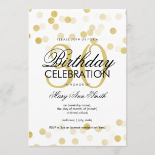 30års födelsedag Party Faux Gold Foil Glitter Ljus Inbjudningar