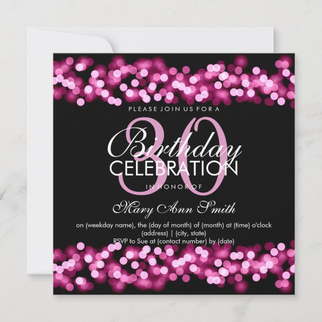 30års födelsedag Party Faux Rosa Hollywood Glam Inbjudningar (Framsida)
