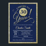 30års födelsedag Party - flottan Guld Inbjudningar<br><div class="desc">Inbjudan till 30års födelsedag-partiet i guld och marinblått. Skål till 30 år! Berätta för oss om du behöver anpassa dig ytterligare.</div>