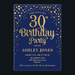 30års födelsedag Party - flottan och Guld Inbjudningar<br><div class="desc">Inbjudan till 30års födelsedag-partiet. Elegantens utformning i marinblått och faux glitter guld. Innehåller typsnitt och konfiguration för snyggt av skript. Berätta om du behöver anpassningsbarnas ålder.</div>