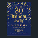 30års födelsedag Party - flottan och Guld Inbjudningar<br><div class="desc">Inbjudan till 30års födelsedag-partiet. Elegantens utformning i marinblått och faux glitter guld. Innehåller typsnitt och konfiguration för snyggt av skript. Berätta om du behöver anpassningsbarnas ålder.</div>