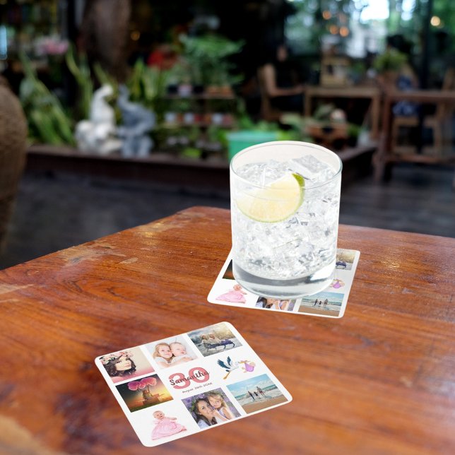 30års födelsedag party fotocollage namn underlägg papper kvadrat (Skapare uppladdad)