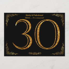 30års födelsedag party,Gatsby styl,svart guld glit Inbjudningar