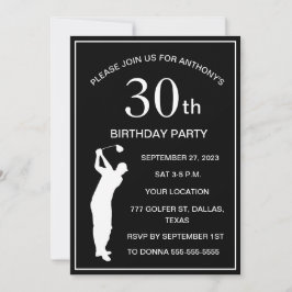 30års födelsedag Party Golfer Black Par Pappa Golf Inbjudningar