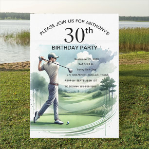 30års födelsedag Party Golfer Vuxen Par Sports Gol Inbjudningar