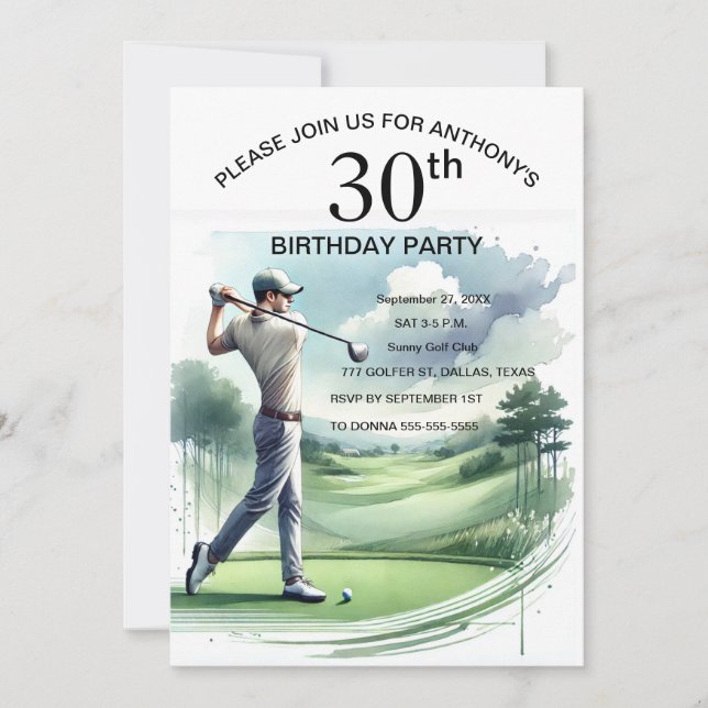 30års födelsedag Party Golfer Vuxen Par Sports Gol Inbjudningar (Framsida)