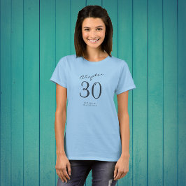 30års födelsedag Party Grått-skript blå T Shirt