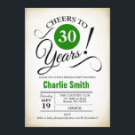 30års födelsedag Party - Grönt Black White Inbjudningar<br><div class="desc">Inbjudan till 30års födelsedag-partiet i Grönt White Black med återskinlig bakgrund. Skål till 30 år! Kan vara personlig till vilket år som helst. Berätta om du behöver anpassa dig ytterligare.</div>