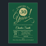 30ÅRS FÖDELSEDAG PARTY - GRÖNT GULD INBJUDNINGAR<br><div class="desc">Inbjudan till 30års födelsedag i mörk leder till grönt av skogen med Faux glitter guld mönster. Innehåller typsnitt för skript för trendig. Enkel modern utformning,  perfekt för en elegant party. Skål till 30 år! Kan vara personlig i vilken ålder som helst! Berätta om du behöver anpassa dig ytterligare.</div>