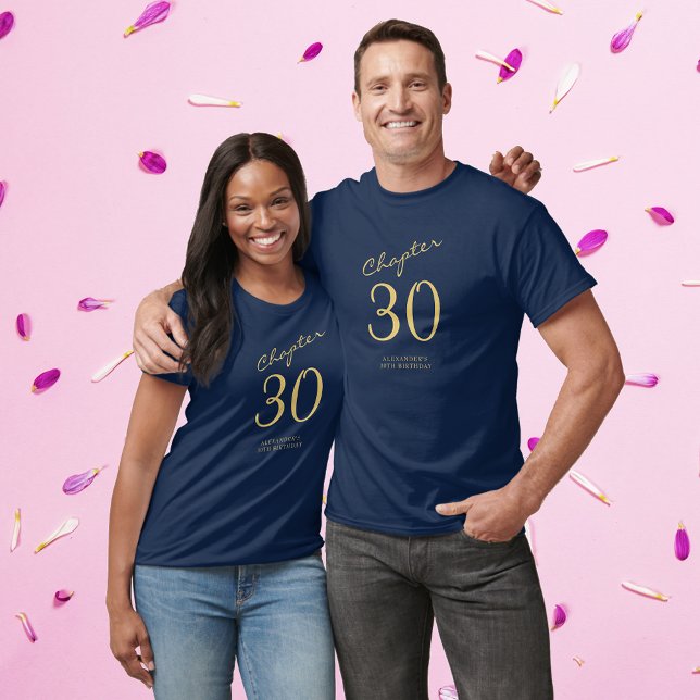 30års födelsedag Party Guld, blå skrift T Shirt (Skapare uppladdad)