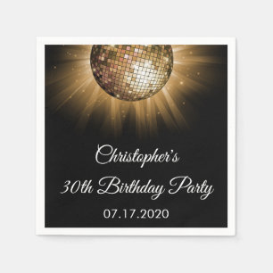 30års födelsedag Party Guld Gnistra Disco Boll Pappersservett