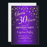 30ÅRS FÖDELSEDAG PARTY - GULD LILA INBJUDNINGAR<br><div class="desc">Partiinbjudan till 30års födelsedag för kvinnor eller manar. Elegant lila och guld inbjudan-kort med typsnitt och konetti. Skål för 30 år! Perfekt för att fira vuxens födelsedag för snyggtens milstolpe.</div>