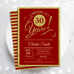 30års födelsedag Party - Guld Röda ÅLDERN Inbjudningar<br><div class="desc">30års födelsedag-festinbjudan för manar eller kvinnor. Elegant inbjudan-kort i rött med faux glitter guld-folie. Teckensnitt för typografi. Skål till 30 år! Kan vara personlig till vilket år som helst. Perfekt för en milstolpe-vuxen i firande.</div>