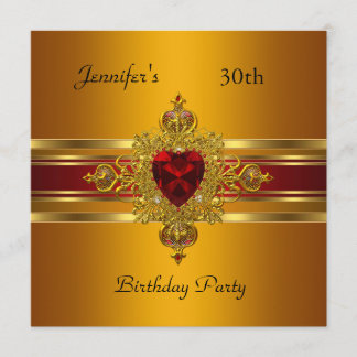 30års födelsedag Party Gult Guld Red Jewel Inbjudningar
