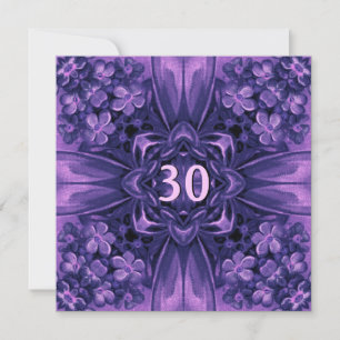 30års födelsedag Party Lila blommor och Bow Linen Inbjudningar