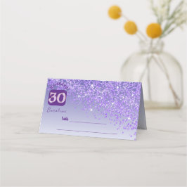 30års födelsedag Party Lila Glitter-platskort Placeringskort