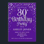 30års födelsedag Party - Lila och Silver Inbjudningar<br><div class="desc">Inbjudan till 30års födelsedag-partiet. Utformning av eleganten i royalets lila och Faux glitter silver. Innehåller typsnitt och konfiguration för snyggt av skript. Berätta om du behöver anpassningsbarnas ålder.</div>