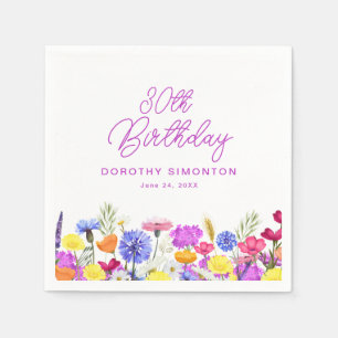 30års födelsedag Party Lila Wildblomma Anpassnings Pappersservett