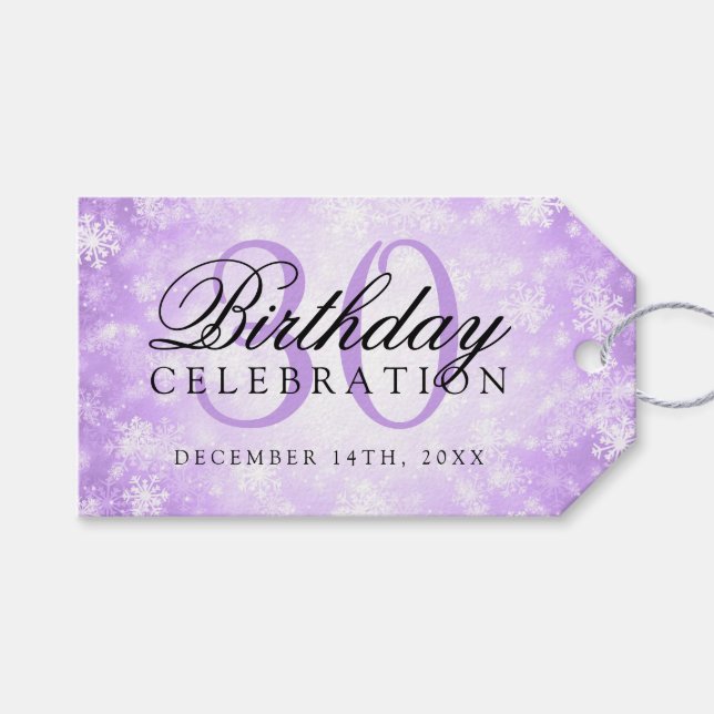 30års födelsedag Party Lila Winter Wonderland Presentetikett (Framsidan (Horisontell))