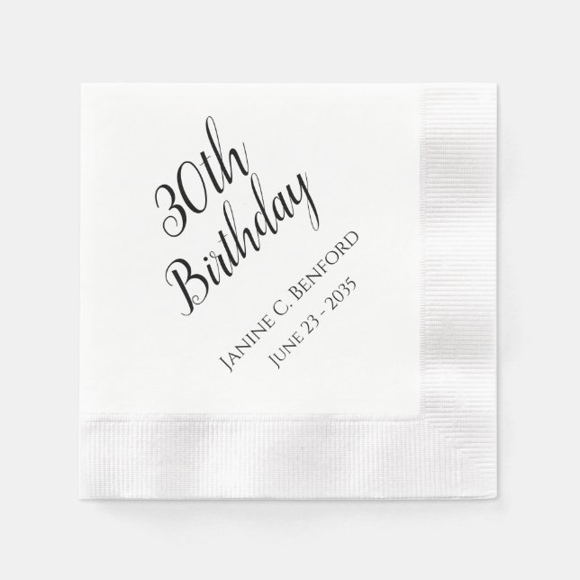 30års födelsedag Party Personlig Napkins Pappersservett (Framsidan)