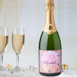30års födelsedag party rosa  violetta blommigtar<br><div class="desc">En blommigt i eleganten fick etiketten för ett 30års födelsedag party eller te party. En romantisk violett, rosa och persikobakgrund för färgad, lila och rosa brev. Med söt Flowers i blått och ultraviolett blå, rosa och ro. En liten lavender färgad-fågel sjunger. Mallar för namn, 30 år och ett datum. Namn...</div>