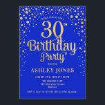 30års födelsedag Party - Royal Blue & Guld Inbjudningar<br><div class="desc">Inbjudan till 30års födelsedag-partiet. Utformning av eleganten i royal blue och faux glitter guld. Innehåller typsnitt och konfiguration för snyggt av skript. Berätta om du behöver anpassningsbarnas ålder.</div>