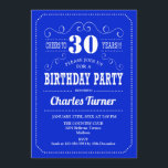 30års födelsedag Party - Royal Blue White Inbjudningar<br><div class="desc">Inbjudan till 30års födelsedag-partiet. Elegantens royal blått och vit återgivning med skriptteckensnitt. Skål till 30 år! Berätta om du behöver anpassa dig ytterligare.</div>