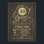 30års födelsedag Party - Rustic Wood Guld Inbjudningar<br><div class="desc">Inbjudan till 30års födelsedag i faux glitter guld och rustiskt brunträ i mönster. Enkel modern utformning,  perfekt för en elegant party. Skål till 30 år! Kan vara personlig i vilken ålder som helst! Berätta om du behöver anpassa dig ytterligare.</div>