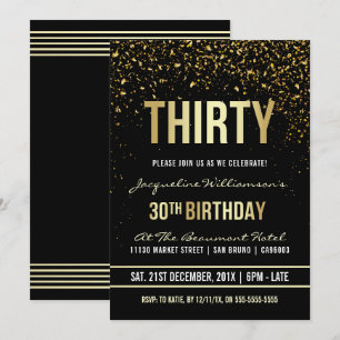 30års födelsedag Party Shimming Guld Confetti Inbjudningar