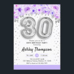 30års födelsedag Party-Silver-ballongens Lila Inbjudningar<br><div class="desc">Parbjudan till 30års födelsedag. Elegantens utformning i faux glitter silver med blommigt accent. Inbjudan-kort med silver nummer 30 ballonger,  skriptteckensnitt med konetti. Pastel lila,  lavender och vit. Perfekt för en snyggt 30 dagar firande. Berätta om du behöver anpassningsbarnas ålder.</div>