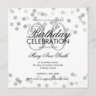 30års födelsedag Party Silver Foil Glitter Ljus Inbjudningar