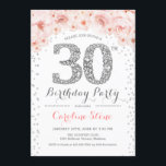 30ÅRS FÖDELSEDAG PARTY - SILVER  ROSA INBJUDNINGAR<br><div class="desc">Utformning av Eleganten för inbjudan till 30års födelsedag i Faux glitter silver,  rosa och vitt. Inbjudan till blommigt av snyggt med diamanter och ro. Perfekt för glam firande. Berätta om du behöver anpassa dig ytterligare.</div>
