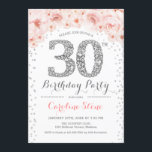 30ÅRS FÖDELSEDAG PARTY - SILVER  ROSA INBJUDNINGAR<br><div class="desc">Utformning av Eleganten för inbjudan till 30års födelsedag i Faux glitter silver,  rosa och vitt. Inbjudan till blommigt av snyggt med diamanter och ro. Perfekt för glam firande. Berätta om du behöver anpassa dig ytterligare.</div>
