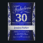 30års födelsedag Party - Silver Royal Blue Inbjudningar<br><div class="desc">Inbjudan till 30års födelsedag-partiet i royal blå och silver. Elegant inbjudan-kort med faux glitter silver och diamanter. Innehåller dämpat mönster och skriptteckensnitt. Fabulous vid trettio! Klassisk perfekt för snyggt party. Berätta om du behöver en anpassningsbar ålder.</div>