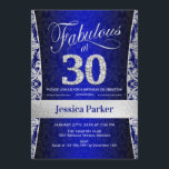 30års födelsedag Party - Silver Royal Blue Inbjudningar<br><div class="desc">Inbjudan till 30års födelsedag-partiet i royal blå och silver. Elegant inbjudan-kort med faux glitter silver och diamanter. Innehåller dämpat mönster och skriptteckensnitt. Fabulous vid trettio! Klassisk perfekt för snyggt party. Berätta om du behöver en anpassningsbar ålder.</div>